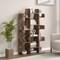 Costway 1/2 PCS Bookshelf Tree-Shaped Bookcase with 13 Storage Shelf Rustic Industrial Style Rustic Brown